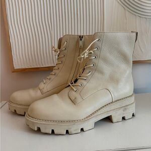 Sam Edelman Cream Lace Up Boots